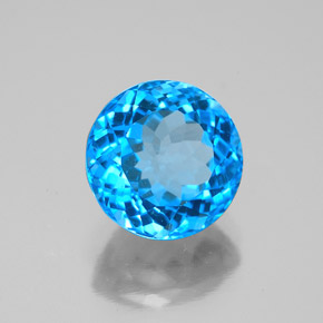 Topázio azul natural 3,80ct, corte redondo, VS-SI