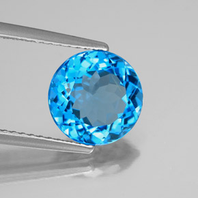 Topázio azul natural 3,03ct, corte redondo, VS-SI