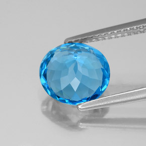 Topázio azul natural 3,03ct, corte redondo, VS-SI