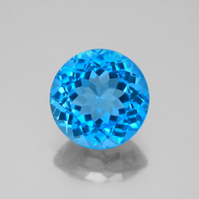 Topázio azul natural 3,58ct, corte redondo, VS-SI