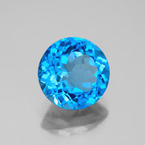Topázio azul natural 3,58ct, corte redondo, VS-SI