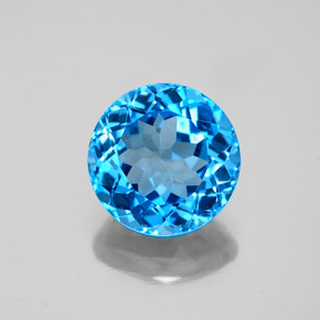 Topázio azul natural 3,27ct, corte redondo, VS