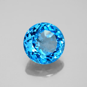 Topázio azul natural 3,27ct, corte redondo, VS
