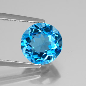 Topázio azul natural 3,11ct, corte redondo, VS