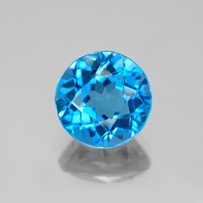 Topázio azul suíço natural 3,30ct, corte redondo, VS