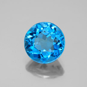 Topázio azul suíço natural 3,30ct, corte redondo, VS