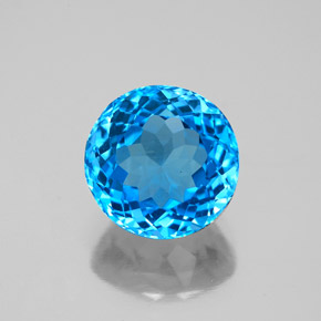 Topázio azul natural 3,78ct, corte redondo, VS-SI
