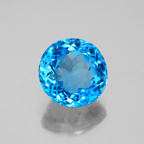 Topázio azul natural 3,78ct, corte redondo, VS-SI
