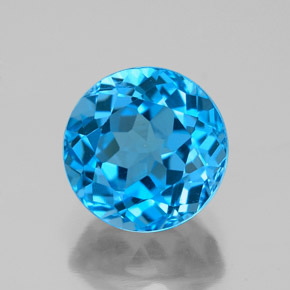Topázio azul natural 4,08ct, corte redondo, VS