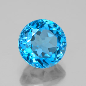Topázio azul natural 4,08ct, corte redondo, VS
