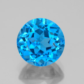Topázio azul natural 4,00ct, corte redondo, VS