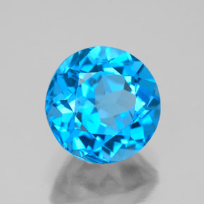 Topázio azul natural 4,00ct, corte redondo, VS