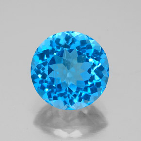 Topázio azul natural 3,37ct, corte redondo, VS