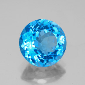 Topázio azul natural 3,37ct, corte redondo, VS