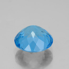 Topázio azul natural 3,37ct, corte redondo, VS