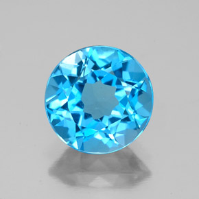 Topázio azul natural 2,90ct, corte redondo, VVS
