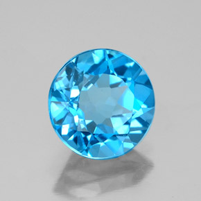 Topázio azul natural 2,90ct, corte redondo, VVS