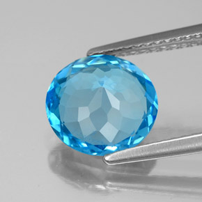 Topázio azul natural 2,89ct, corte redondo, SI