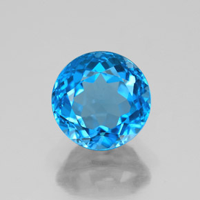 Topázio azul natural 3,48ct, corte redondo, VS