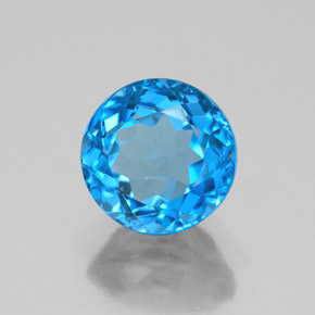 Topázio azul natural 3,48ct, corte redondo, VS