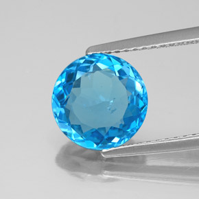 Topázio azul natural 3,09ct, corte redondo, SI