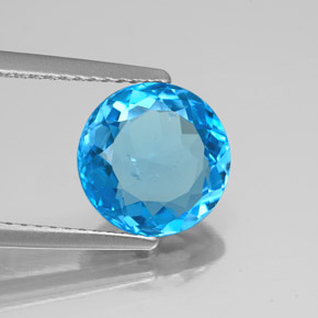 Topázio azul natural 3,09ct, corte redondo, SI