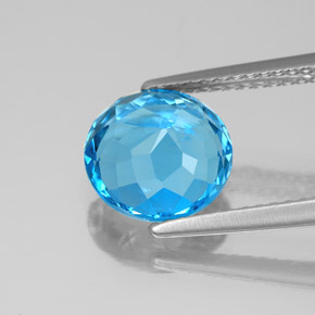 Topázio azul natural 3,09ct, corte redondo, SI