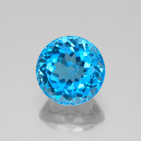 Topázio azul natural 3,80ct, corte redondo, VVS