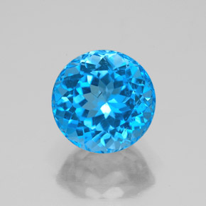Topázio azul natural 3,95ct, corte redondo, SI