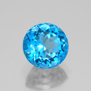 Topázio azul natural 3,95ct, corte redondo, SI