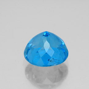 Topázio azul natural 3,95ct, corte redondo, SI