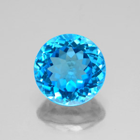 Topázio azul natural 3,51ct, corte redondo, VS