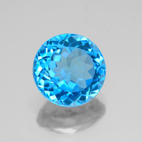 Topázio azul natural 3,51ct, corte redondo, VS
