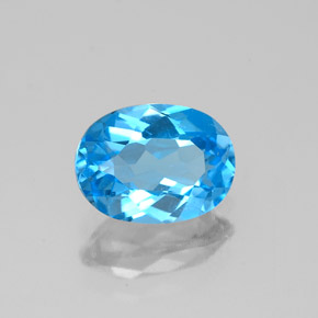 Topázio azul natural 1,40ct, corte oval, VVS-VS