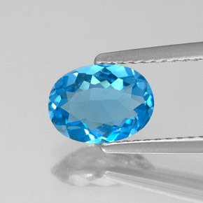 Topázio azul natural 1,40ct, corte oval, VVS-VS