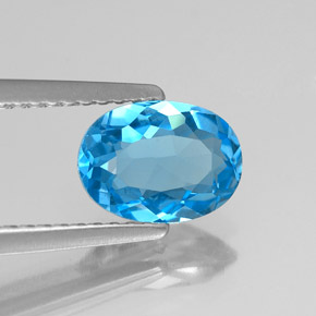 Topázio azul natural 1,40ct, corte oval, VVS-VS