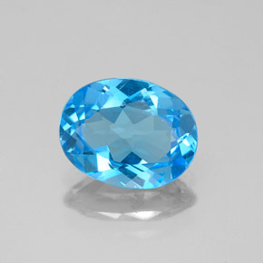 Topázio azul natural 1,86ct, corte oval, VVS-VS