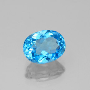Topázio azul natural 1,82ct, corte oval, VS-SI
