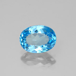 Topázio azul natural 1,62ct, corte oval, VS