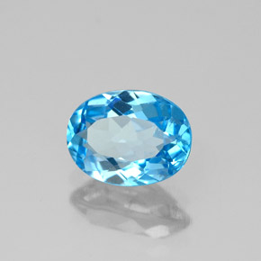 Topázio azul natural 1,62ct, corte oval, VS