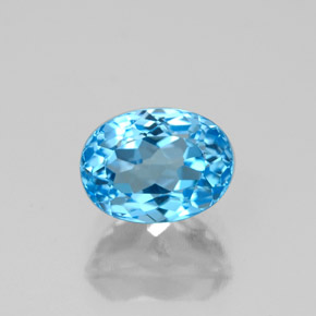 Topázio azul natural 2,18ct, corte oval, VVS