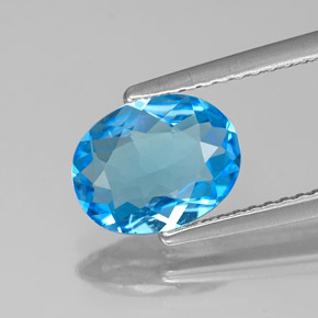 Topázio azul natural 1,64ct, corte oval, VS