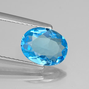 Topázio azul natural 1,64ct, corte oval, VS