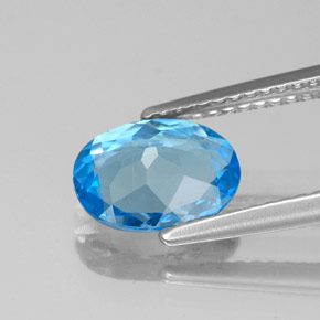Topázio azul natural 1,64ct, corte oval, VS
