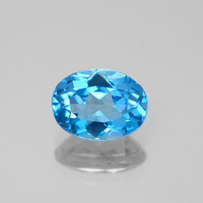 Topázio azul natural 1,52ct, corte oval, VVS-VS