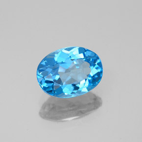 Topázio azul natural 1,52ct, corte oval, VVS-VS