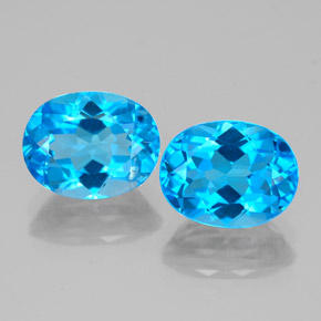 Pedras preciosas de topázio azul natural de  ct, corte oval, VS