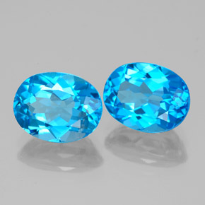 Pedras preciosas de topázio azul natural de  ct, corte oval, VS