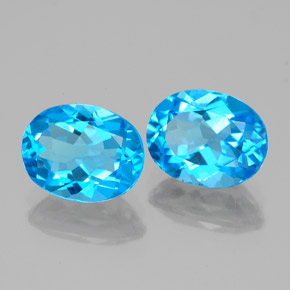 Pedras preciosas de topázio azul natural de  ct, corte oval, VVS-VS