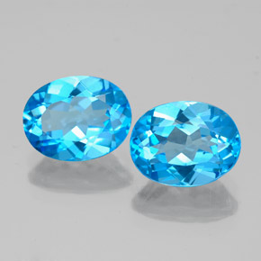 Pedras preciosas de topázio azul natural de  ct, corte oval, VVS-VS